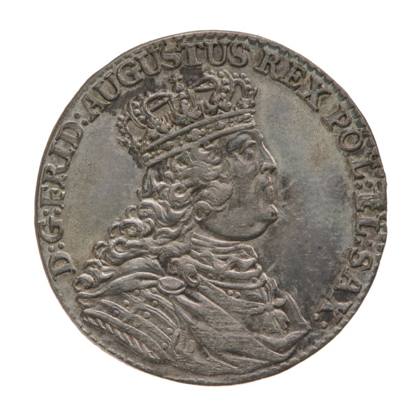 Crown zloty trial - XXX groszy, Augustus III Sas (King of Poland; 1733–1763). Bust of the king in