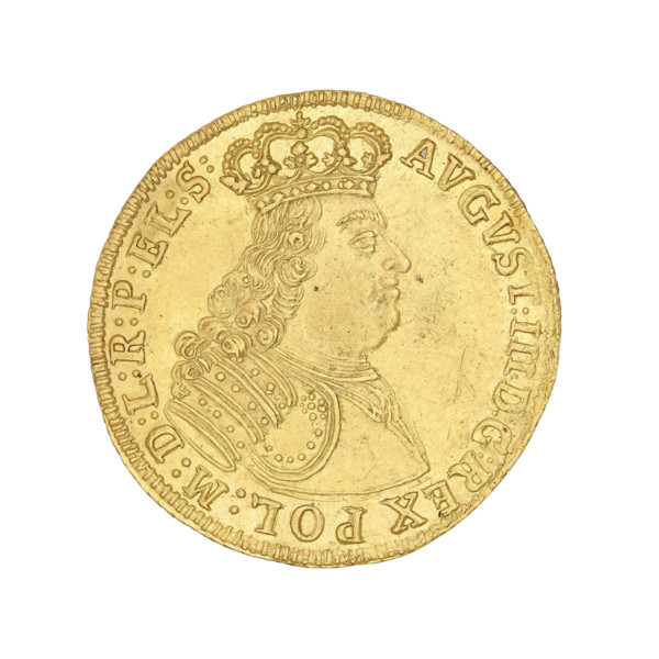 Gdansk ducat, August III Sas (King of Poland; 1733–1763). Obverse: Crowned bust of August III,
