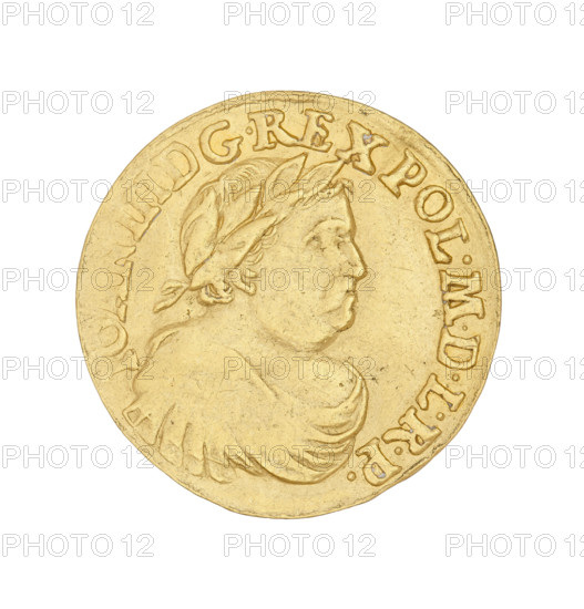 Crown ducat, Jan III Sobieski (King of Poland; reign 1674–1696). Obverse: bust in a laurel wreath,