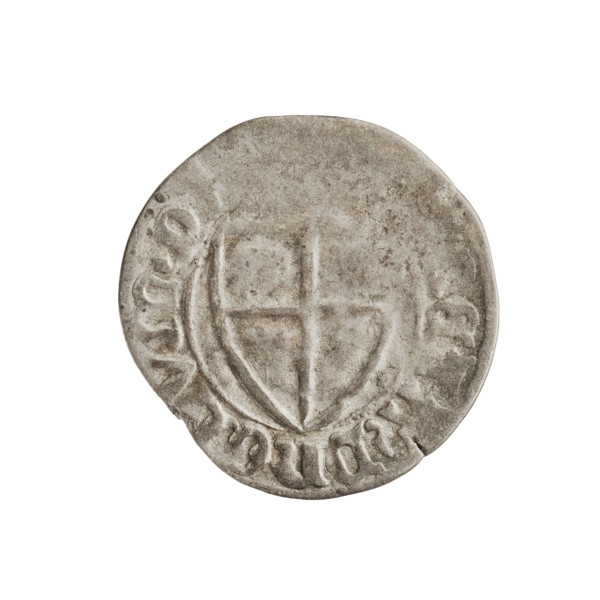 Teutonic szelag, Michal Küchmeister (Grand Master; 1414–1422). Obverse: monastic shield of the