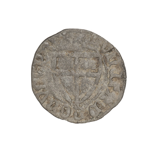 Teutonic szelag, Michal Küchmeister (Grand Master; 1414–1422). Obverse: monastic shield of the