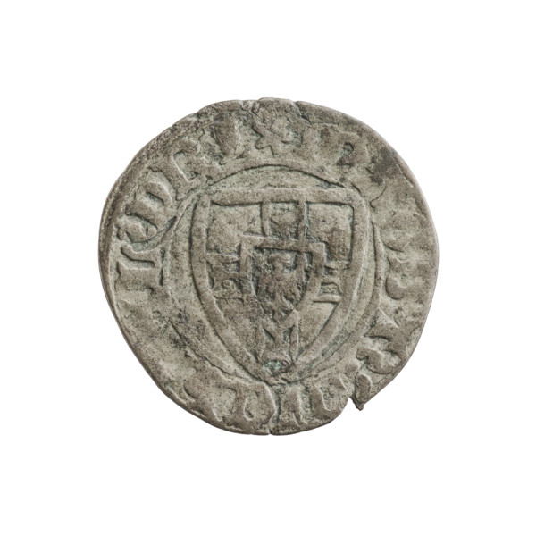 Teutonic szelag, Michal Küchmeister (Grand Master; 1414–1422). Obverse: monastic shield of the