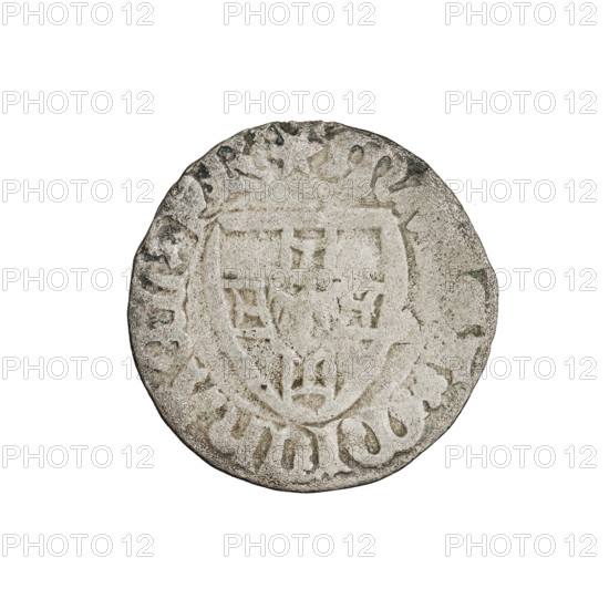 Teutonic szelag, Michal Küchmeister (Grand Master; 1414–1422). Obverse: monastic shield of the