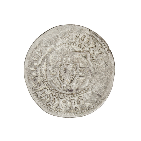 Teutonic szelag, Henryk Reffle von Richtenberg (Grand Master; 1470–1477). Obverse: Teutonic