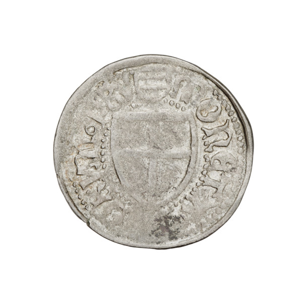 Teutonic szelag, Henryk Reffle von Richtenberg (Grand Master; 1470–1477). Obverse: Teutonic