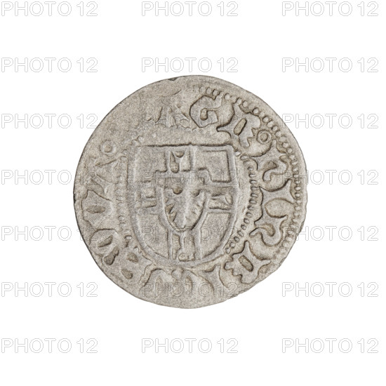 Teutonic szelag, Henryk Reffle von Richtenberg (Grand Master; 1470–1477). Obverse: Teutonic