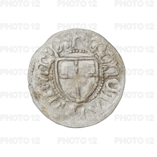 Teutonic szelag, Henryk Reffle von Richtenberg (Grand Master; 1470–1477). Obverse: Teutonic shield