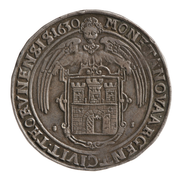 Half-length portrait of the king to the right, wearing a crown and armor, holding an orb and a