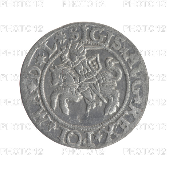 Lithuanian half-grosz, Sigismund II Augustus (King of Poland; 1544–1572), good preservation; coats