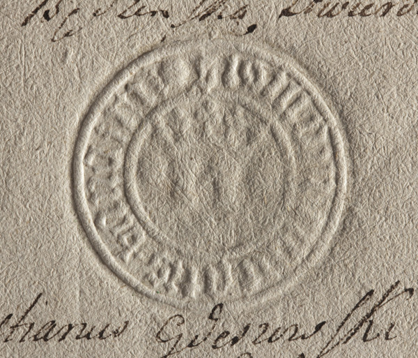 Round imprint of the seal of the town of Bedzin, Kraków Voivodeship, Duchy of Siewierz. Fortress