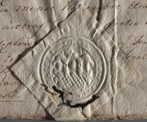 Round seal impression of the town of Bodecin (Bodzentyn), Sandomierz Voivodeship and County. On the