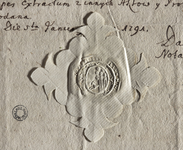 Round seal impression of the town of Bojanowo, Poznan Voivodeship, Wschowa Land. On an oval shield