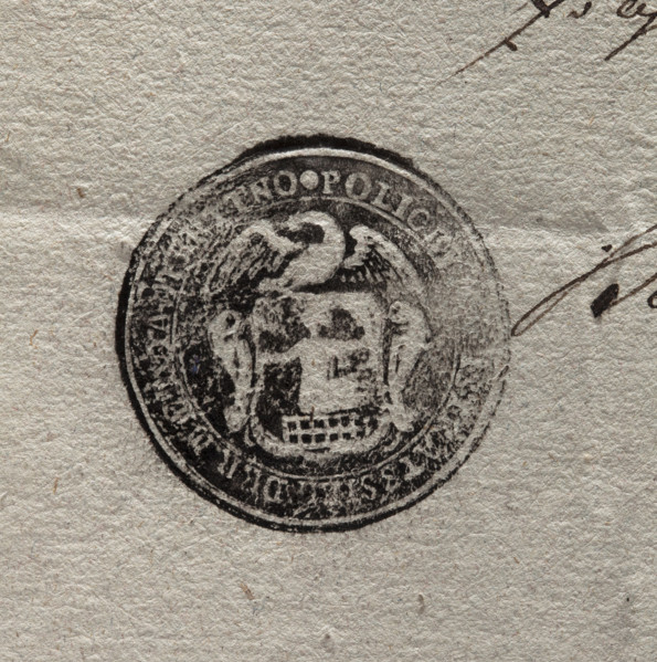 city seal of the town of Kutno; round ink print of the seal of the town of Kutno. In the cartouche