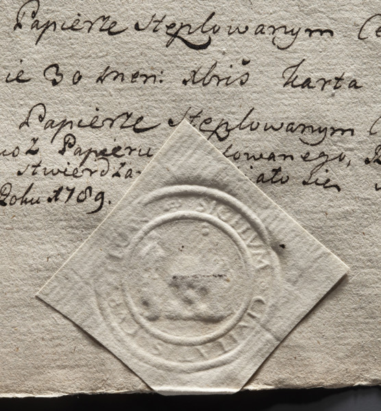 Round seal impression of the town of Kurzelów, Sandomierz Voivodeship, Checiny County. Probable