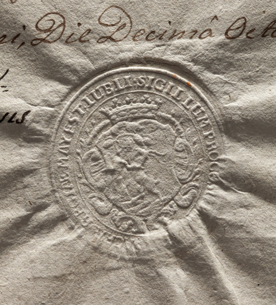 Oval imprint of the city of Lublin. In a baroque cartouche under a nobleman's crown, a goat