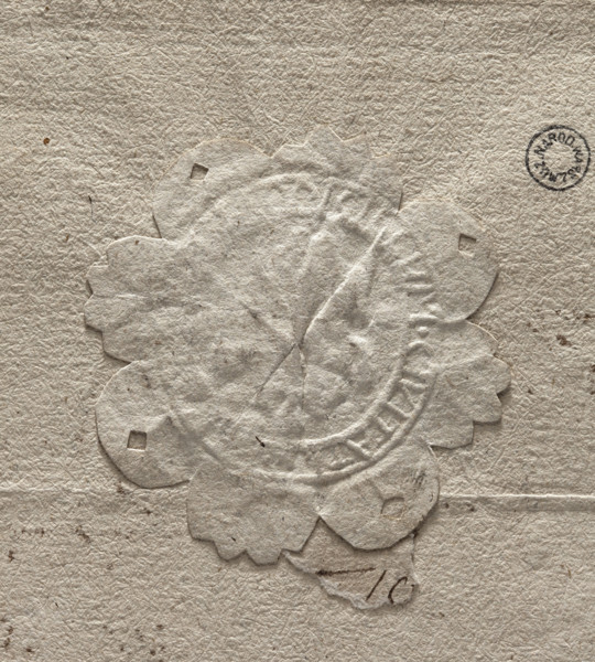 Round seal impression of the town of Pawlów, Chelm Voivodeship; both the central drawing and rim