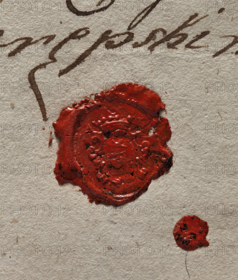 Round seal impression of the town of Zaklików, Lublin Voivodeship. The design of the seal is