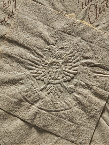 Seal of the Confederation of the Kraków Voivodeship. Round impression of the seal: a crowned eagle