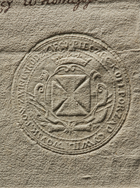 Round seal impression of the Civil-Military Order Commission of Zwinogrodzkie County, 1791. Round