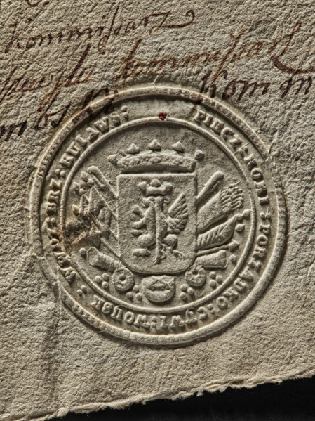 Round seal impression of the Civil-Military Order Commission of the Brzesko-Kujawskie Voivodeship.
