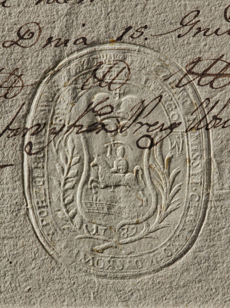 Oval seal impression of the Civil-Military Order Commission of the Brzesko Voivodeship. On the