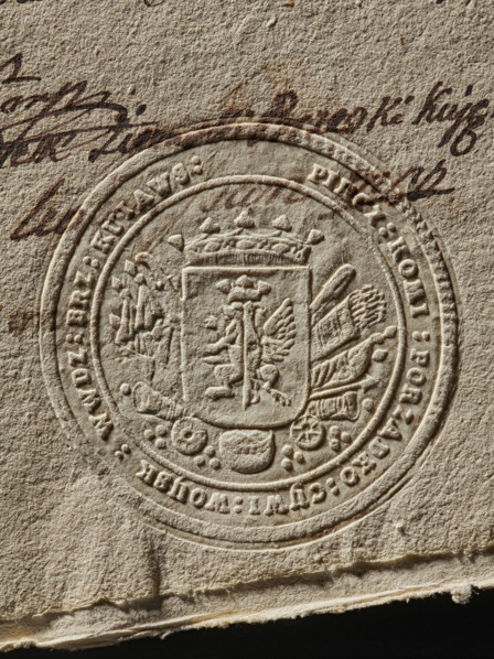 Round seal impression of the Civil-Military Order Commission of the Brzesko-Kujawskie Voivodeship.