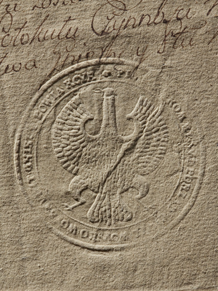 Round seal impression of the Civil-Military Order Commission of the Gniezno Voivodeship and Kcynia