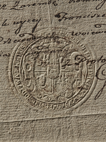 Round seal impression of the Civil-Military Order Commission of the Kalisz Voivodeship. Oval
