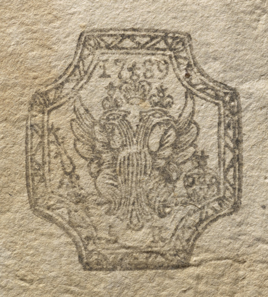 Customs house receipt in Dubienka. In the upper left corner a printed mark — a crowned eagle.