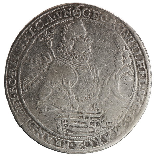 Thaler, Liborius Müller the Younger (1620–1642), Kantor, male busts in armour, eagles, George