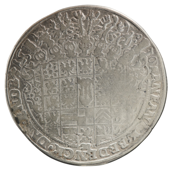 Thaler, ca. 1630. Obverse: male bust facing right in collar and decorative armour girded with a