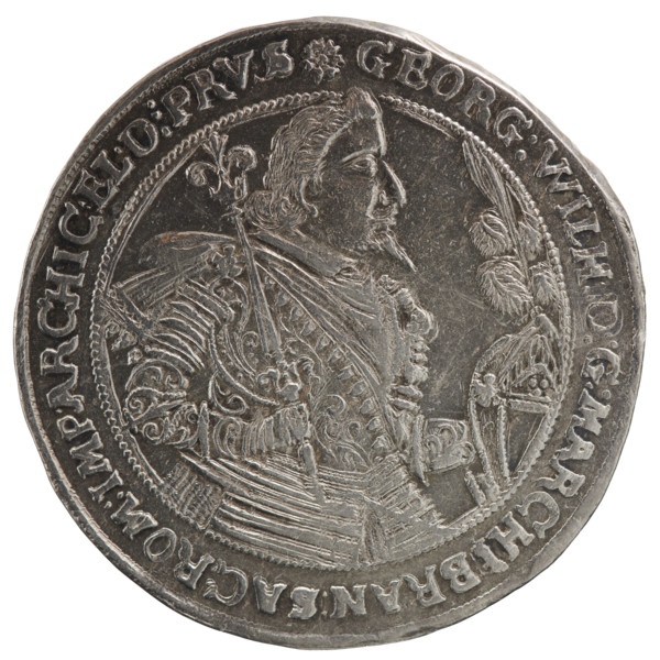 Thaler, obverse: torso facing right in collar and decorative armor girded with a sash, sceptre in