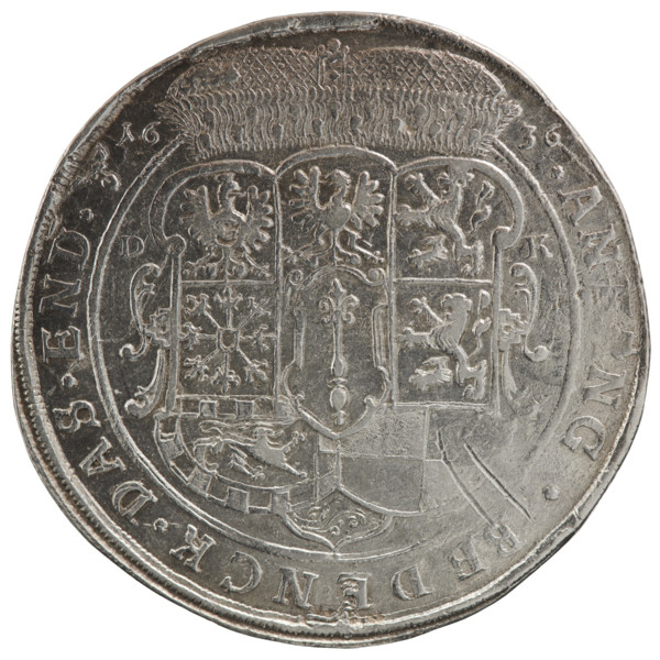 Thaler, publisher Ernest Pfahler; obverse: male bust in collar and decorative armour facing right,