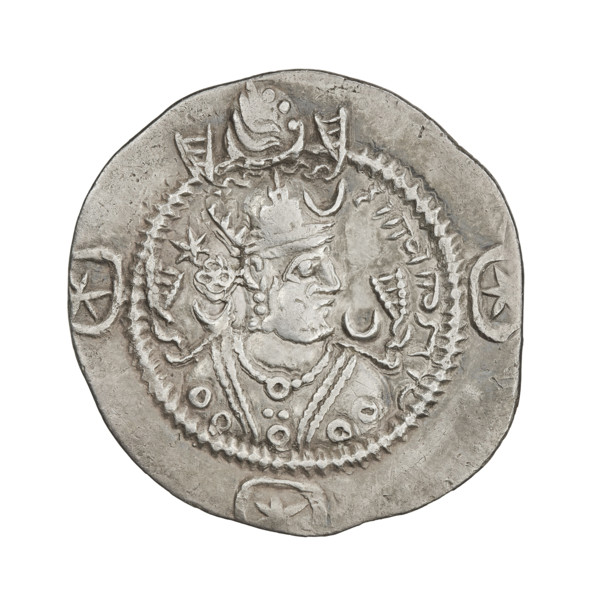 Drachma of Kavadh I (r. 488–496 and 498–531). Obverse: bust of Kavadh I facing right, wearing a