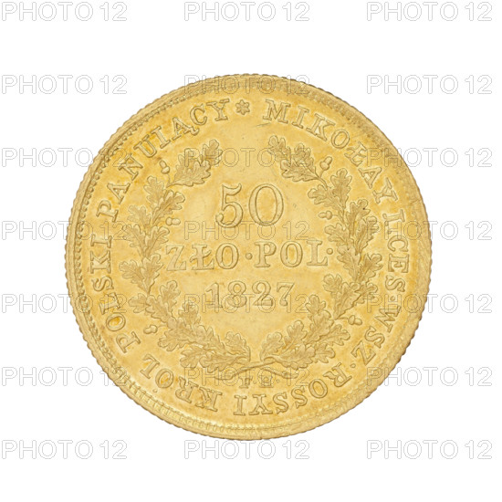 Coin: 50 Polish Zloty, Hunger, Frederick (ca. 1786–1844), Nicholas I Pavlovich (Tsar of Russia;