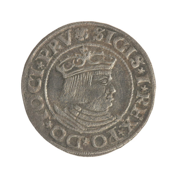 Gdansk grosz, Sigismund I the Old (King of Poland; 1506–1548). Polish coin, Jagiellon dynasty.