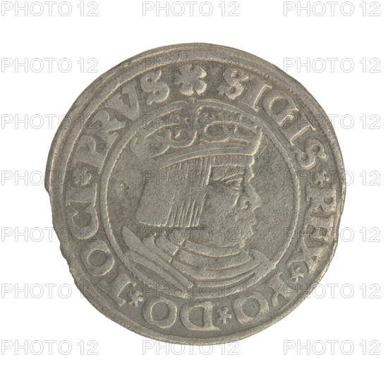 Gdansk grosz, Sigismund I the Old (King of Poland; 1506–1548). Obv.: Crowned male bust in profile