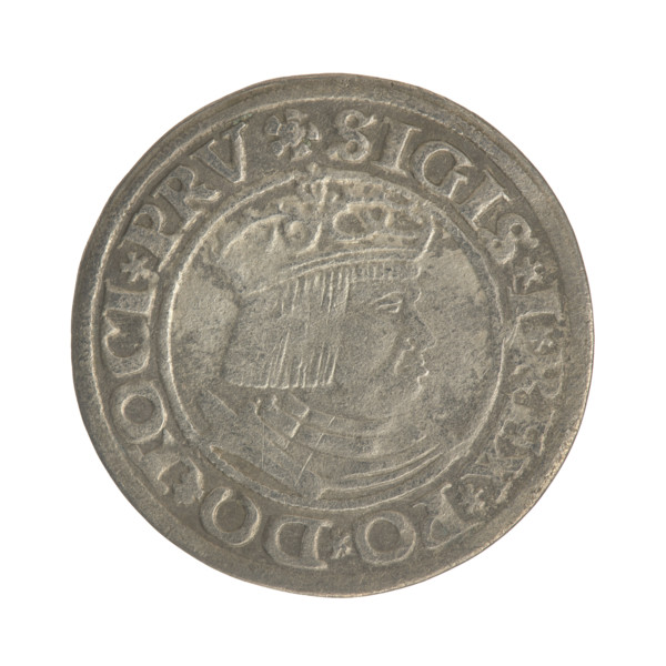 Gdansk grosz, Sigismund I the Old (King of Poland; 1506–1548). Polish coin, Jagiellon dynasty.