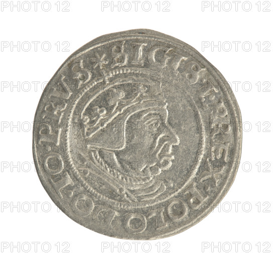 Gdansk grosz, Sigismund I the Old (King of Poland; 1506–1548). Polish coin, Jagiellon dynasty.