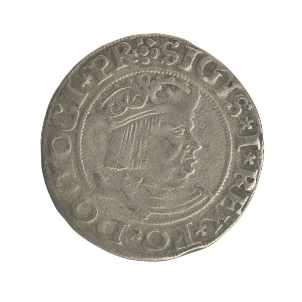 Gdansk grosz, Sigismund I the Old (King of Poland; 1506–1548). Polish coin, Jagiellon dynasty.