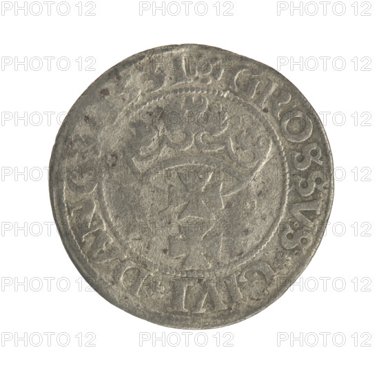 Gdansk grosz, Sigismund I the Old (King of Poland; 1506–1548). Polish coin (1531). Obverse: Crowned