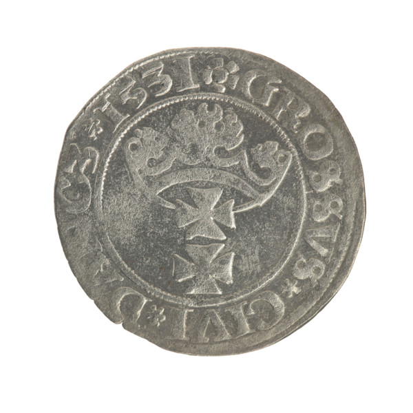 Gdansk grosz, Sigismund I the Old (King of Poland; reign 1506–1548). Silver coin (grosz), 1531.