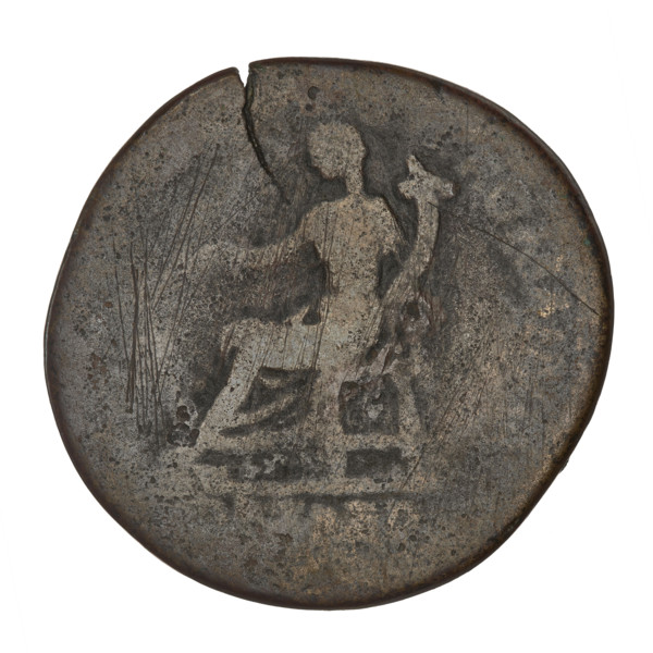 sestertius, Trajan (53–117; Roman emperor 98–117); obverse: head of Trajan in laurel wreath facing