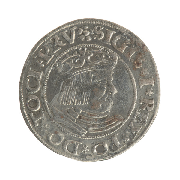 Gdansk grosz, Sigismund I the Old (King of Poland; 1506–1548). Polish coin, Jagiellon dynasty.