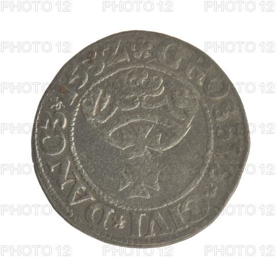 Gdansk grosz, Sigismund I the Old (King of Poland; 1506–1548). Silver coin (grosz), 1532. Obverse: