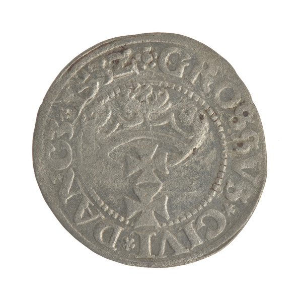 Gdansk grosz, Sigismund I the Old (King of Poland; 1506–1548). Obverse: Crowned male bust in