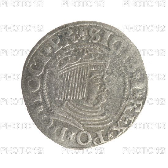 Gdansk grosz, Sigismund I the Old (King of Poland; 1506–1548). Silver coin, 1532. Obverse: Crowned