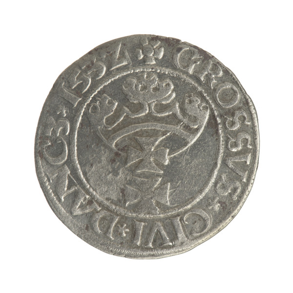 Gdansk grosz, Sigismund I the Old (King of Poland; 1506–1548). Polish coin, Jagiellon dynasty.