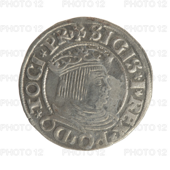 Gdansk grosz, Sigismund I the Old (King of Poland; 1506–1548). Polish coin, Jagiellon dynasty.