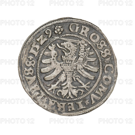 Prussian grosz, Sigismund I the Old (King of Poland; 1506–1548); 1529; Torun, Poland. Obverse: